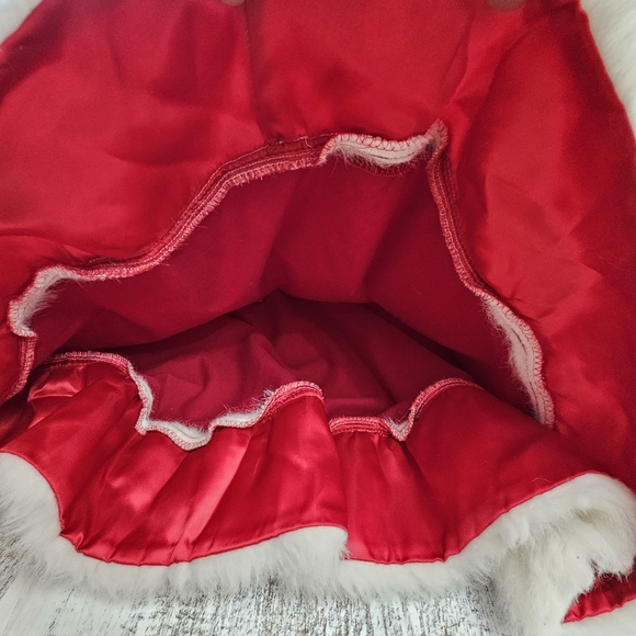 Vintage Rubies Christmas Ms Santa Clause Red Velvet Off Shoulder White Fur Dress - Picture 11 of 17